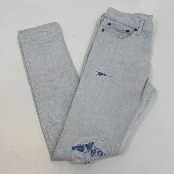 John Elliott Blue Light Wash Distressed Slim JeansSize 31